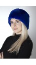 Cappello pelliccia in rex blu